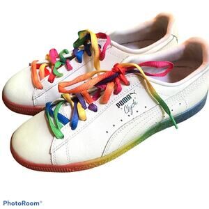 Puma Clyde Pride Shoes Mens sz 6 Rainbow Casual Sneakers LGBTQ 365742-01